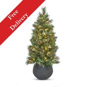 4 Foot Pre-Lit Oakridge Spruce Artificial Christmas Entrance Tree – 200 Warm White LEDs image