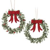 Felt Holly Leaf Christmas Wreath with Red Bow – Assorted image