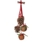 Pine Cone &amp; Bell Christmas Hanging Decoration image