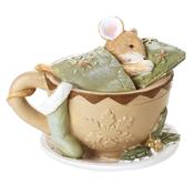 Sleeping Mouse in Teacup Christmas Decoration image