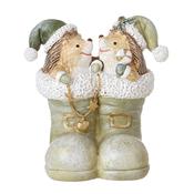 Christmas Hedgehogs in Santa Boots Decoration