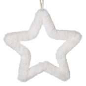 Large White Faux Fur Star Hanging Christmas Decoration image