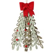 Felt Mistletoe Hanging Christmas Decoration with Red Bow image