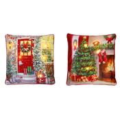 Battery-Operated LED Christmas Scene Cushions 45 x 45 cm - 2 Assorted Designs image