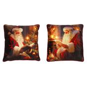 Battery-Operated LED Santa Reading Cushions 45 x 45 cm - 2 Assorted Designs