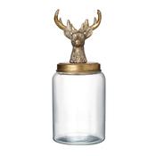 Large Glass Jar with Gold Stag Lid image