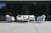 Eva Lounge Set with Monroe Coffee Tables and Gentle Teak Support Table