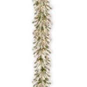 9 Foot Snowy Sheffield Spruce Garland  With 70 Warm White LED Lights | Battery Operated