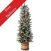 6 Foot Snowy Sheffield Spruce Pre-Lit Half Christmas Tree with 250 Warm White Lights image