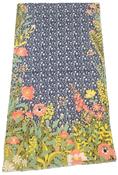 Floral Hedgerow Cotton Poplin Scarf - Navy image