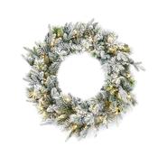 4 Foot Pre-Lit Kingsley Pine Artificial Christmas Wreath - 200 Warm White LEDs image