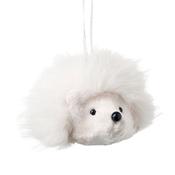 White Fluffy Hanging Hedgehog Christmas Decoration image