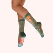 Skiing Mouse Glitter Ankle Socks - Green image
