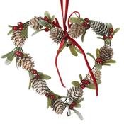 Pine Cone Heart Christmas Wreath with Red Bow image