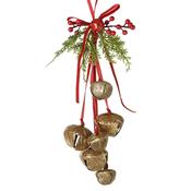 Rustic Christmas Bells &amp; Pine Greenery Hanging Decoration image