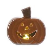 Dark Orange Ceramic Light-Up Pumpkin – 10.5 cm image