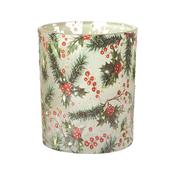 Small Frosted Holly Glass Christmas Candle Holder image