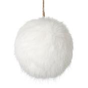 White Faux Fur Pom Pom Hanging Christmas Decoration image