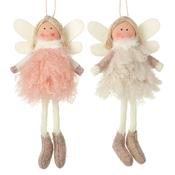 Pink &amp; White Fluffy Christmas Fairy Decorations – Assorted