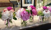 Milk Bottle Bud Vases filled with Peonies image