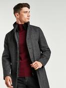 Charcoal Grey Wool Blend Mock Gilet Herringbone Padded Coat