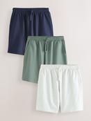Navy/Green/Ice Grey Lightweight 100% Cotton Shorts 3 Pack