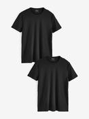 Black Slim Fit 100% Cotton Layering T-Shirts 2 Pack image