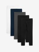 Black/Navy Blue/Grey/White Leggings 5 Pack (3-16yrs) image