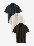 White/Navy/Black Gold Geos Regular Fit Short Sleeve Jersey Polo Shirts 3 Pack