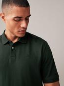Olive Green Regular Fit Long-Sleeve Pique Polo Shirt