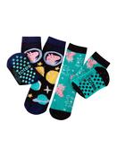 Totes Black Childrens George Pig Slipper Socks 2 Pair Pack