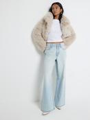 River Island Blue Petite High Waisted Relaxed Straight Jeans