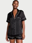 Victoria's Secret Black Diagonal Logo Satin Short Pyjama Set