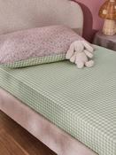 Jojo Maman Bébé Green Ginham 180 Thread Count Fitted Sheet