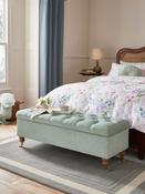 Laura Ashley Baron Chenille Pale Grey Green Ropsley Storage Ottoman Bench image