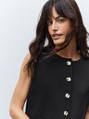 Black Smart Button Front Waistcoat