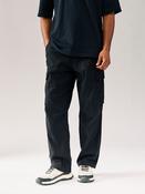 Black Relaxed Fit Cotton Stretch Cargo Trousers