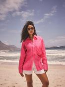 Fuschia Pink 100% Linen Button Down Relaxed Long Sleeve Shirt
