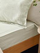 Yard Eucalyptus Hebden Narrow Stripe Cotton Fitted Sheet