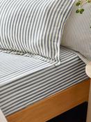 Yard Navy Hebden Striped Cotton Fitted Sheet