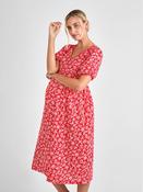JoJo Maman Bébé Red Maternity Floral Midi 100% Cotton Dress