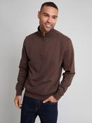 Threadbare Chocolate Brown Quarter Zip Neck Sweatshirt image