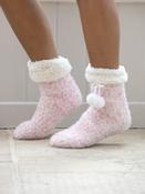 Pour Moi Pink Cosy Cable Knit Lined Slipper Sock