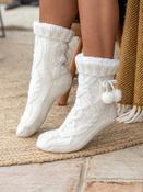 Pour Moi Cream Cosy Cable Knit Lined Slipper Sock