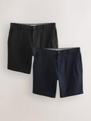 Black/Navy Straight Fit Stretch Chino Shorts 2 Pack