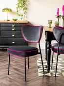 Rockett St George Set of 2 Charcoal Grey and Pink Velvet Perfect Dining Chairs