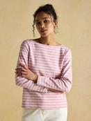 Joules Harbour Pink Boat Neck Long Sleeve Breton Stripe Top image