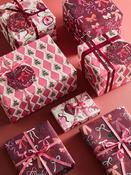 Pink / Burgundy Bow Nutcracker Set of 3, 3m Christmas Wrapping Paper