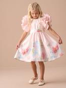 Angel &amp; Rocket Pink 100% Cotton Border Print Emillie Tie Sash Dress