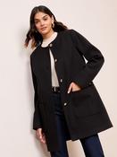 Friends Like These Black Smart Button Up Midi Coat